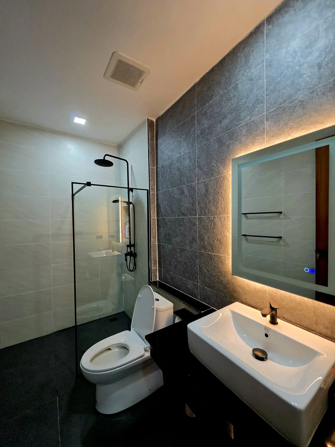 Modern bathroom with walk-in shower